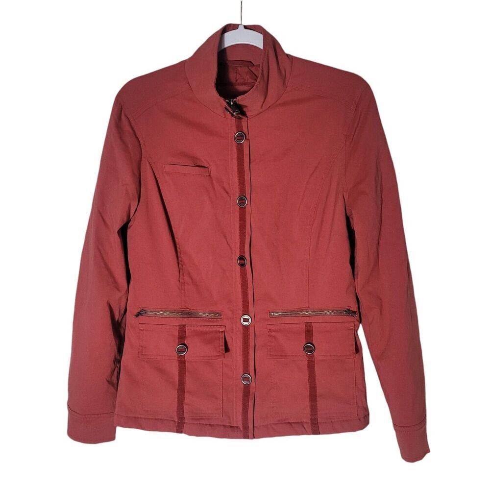 Prana Lydia Jacket Women's Size Small Red Full Zip Mock Utility Pockets Gorpcore